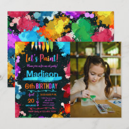 Invitación Pintemos la fiesta de cumpleaños del arte foto neg