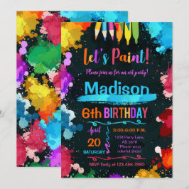 Invitación Pintemos la fiesta de cumpleaños del arte negro