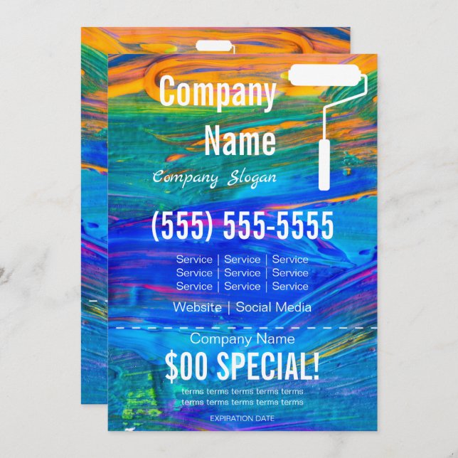 Invitación Pintor 5x7 (Anverso / Reverso)