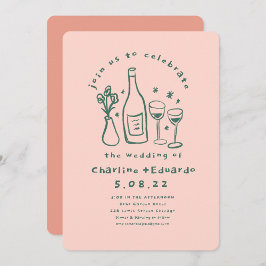 Invitación Pintura a mano Retro Arte Contemporáneo Boda 