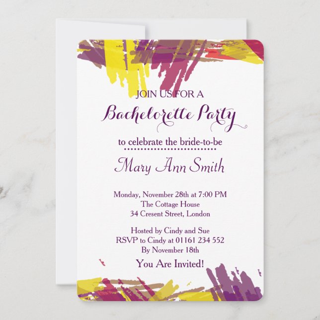 Invitación Pintura abstracta con bachiller de color de agua (Anverso)