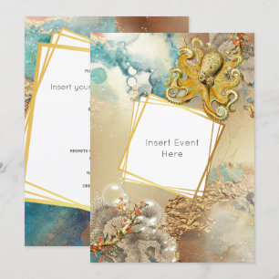 Invitación Pintura acuarela marina náutica de arrecife de cor