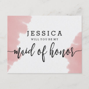 Invitación Pintura Acuarela Rosa ¿Serás Mi Dama de Honor