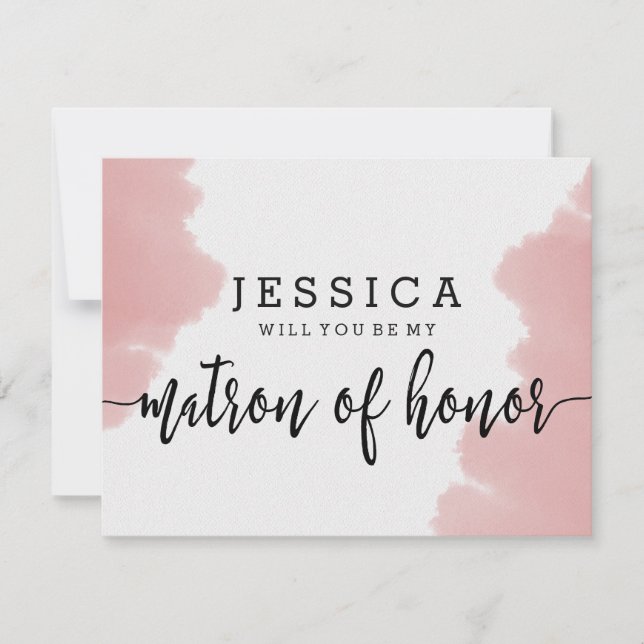 Invitación Pintura Acuarela Rosa ¿Serás Mi Dama de Honor (Anverso)