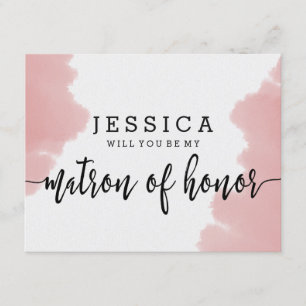 Invitación Pintura Acuarela Rosa ¿Serás Mi Dama de Honor