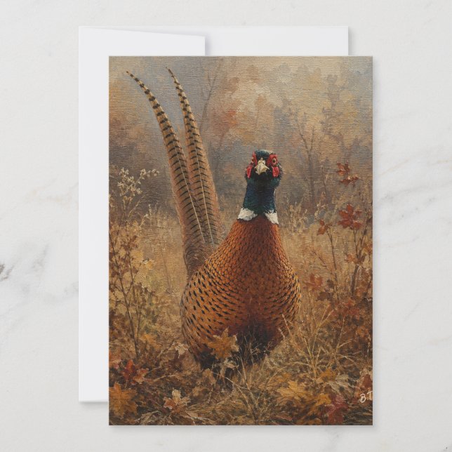 Invitación Pintura al óleo de faisán de otoño (Anverso)