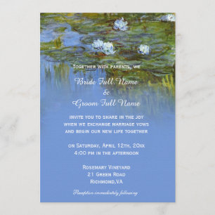Invitación pintura al óleo de nenúfares vintage boda