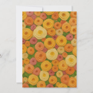 Invitación Pintura al óleo de patrón floral continuo de otoño