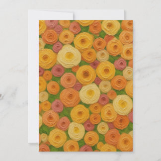 Invitación Pintura al óleo de patrón floral continuo de otoño