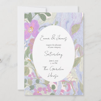 Invitación Pintura al óleo pastel rosa floral