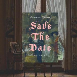 Invitación Pintura Antigua Gótico Guardar la Fecha