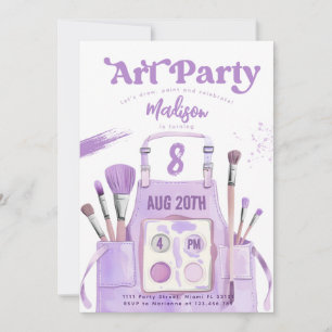 Invitación Pintura artística chica cumpleaños fiesta morado