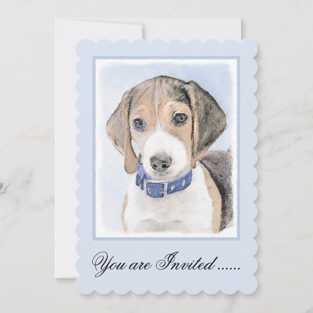 Invitación Pintura Beagle - Arte Perro Original Cuto (Anverso)