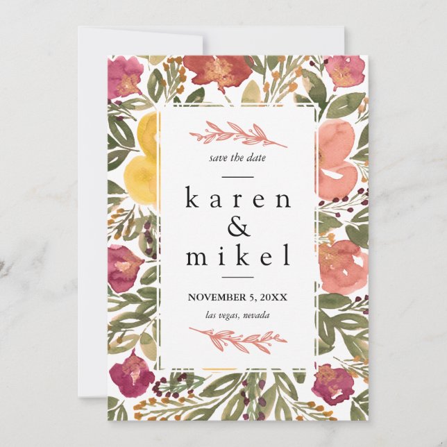 Invitación Pintura botánica de florecimiento Guardar invitaci (Anverso)