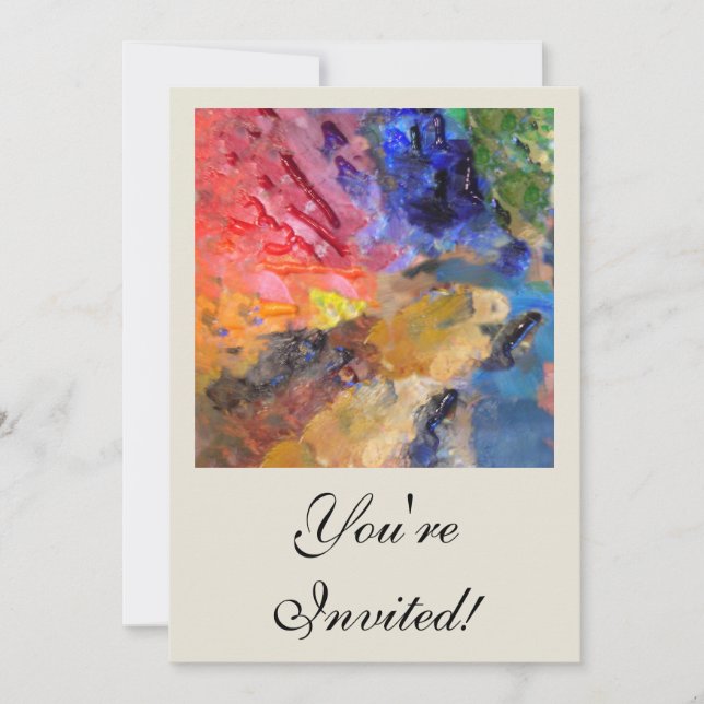 Invitación Pintura colorida de la paleta del pintor artista (Anverso)