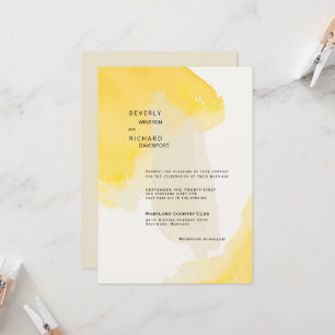 Invitación Pintura contemporánea amarilla y crema Boda de int