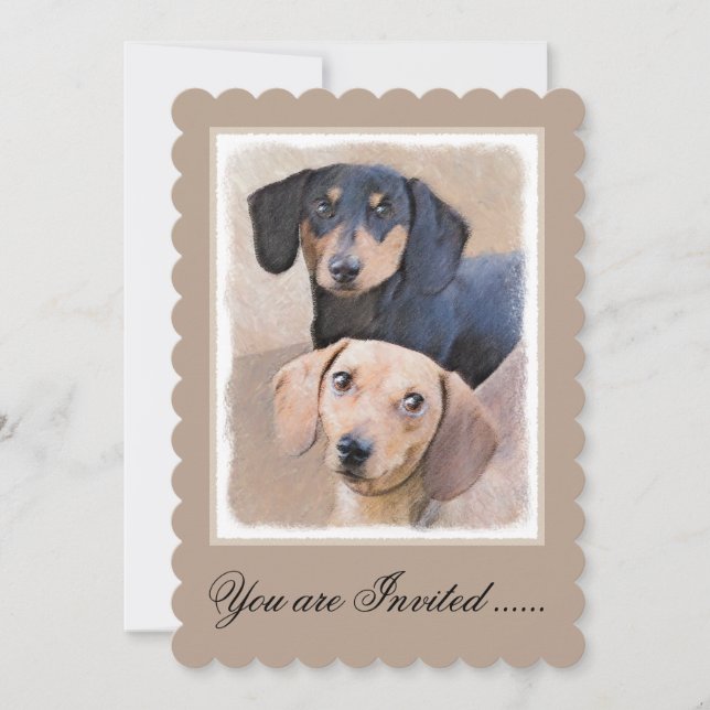 Invitación Pintura Dachshund (suave) - Arte original del perr (Anverso)