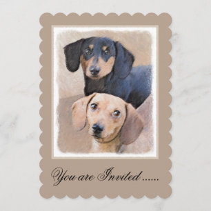 Invitación Pintura Dachshund (suave) - Arte original del perr
