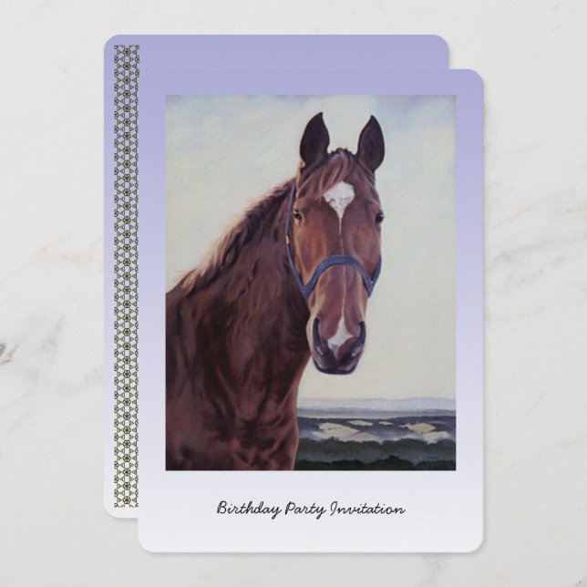 Invitación Pintura de aceite de caballo de castaño (Anverso / Reverso)