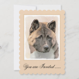 Invitación Pintura de Akita - Arte de Perro Original.
