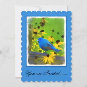 Invitación Pintura de amarre índigo - Arte original de aves