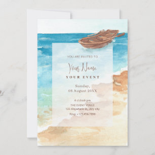 Invitación Pintura de arte de la acuarela de mar azul
