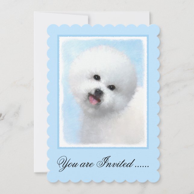 Invitación Pintura de Bichon Frise - Arte de Perro Original. (Anverso)