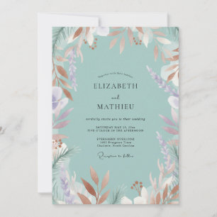 Invitación Pintura de Boda Cobre Espuma de Mar