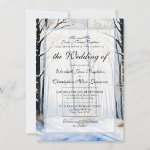 Invitación Pintura de Bosque Invernal Pacífico Boda Formal