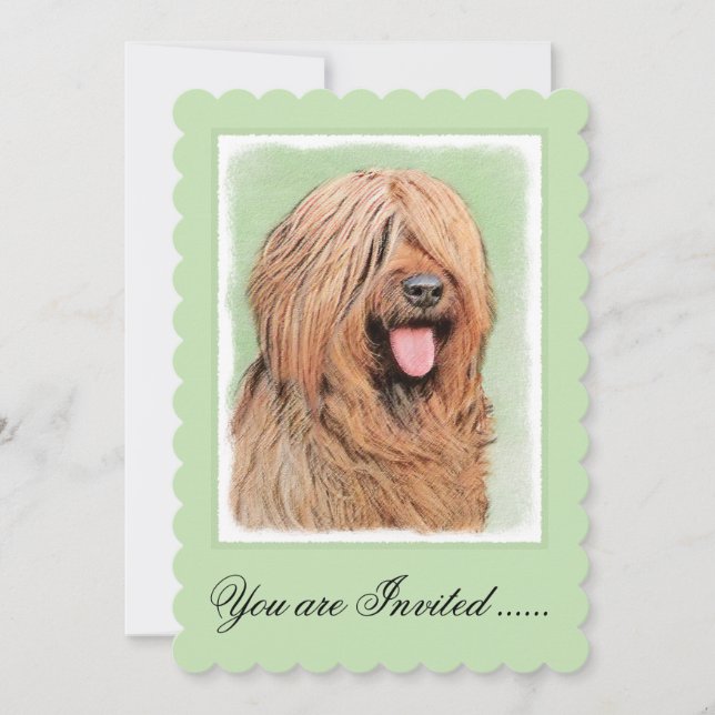 Invitación Pintura de Briard - Arte de Perro Original. (Anverso)