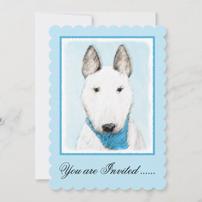 Invitación Pintura de Bull Terrier - Arte de Perro Original. (Anverso)