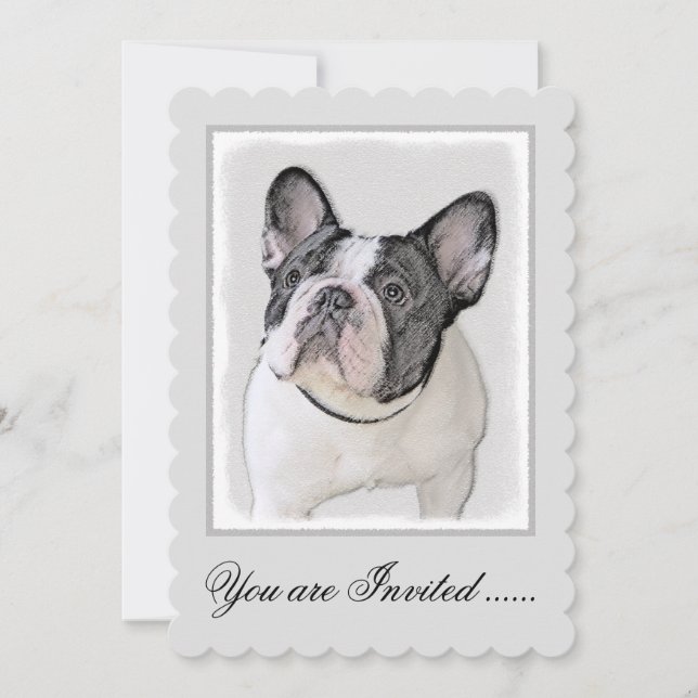 Invitación Pintura de Bulldog francés (Brindle Pied) - Arte d (Anverso)
