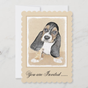 Invitación Pintura de cachorro de abeja de Basset - Arte Perr