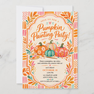 Invitación Pintura de Calabaza Colorida Fiesta de Otoño