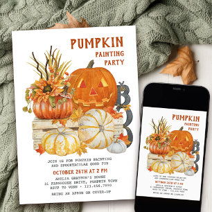 Invitación Pintura de Calabaza Fiesta de Halloween en Casa de