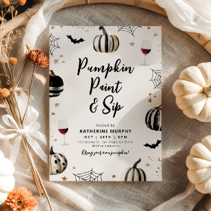 Invitación Pintura de calabaza y Fiesta de vino de Halloween 