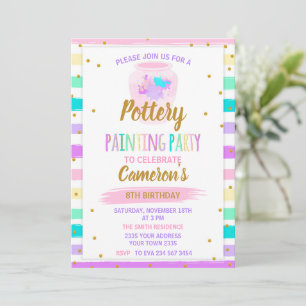 Invitación pintura de cerámica cumpleaños fiesta