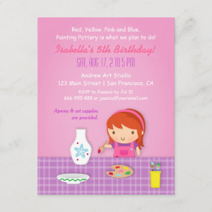 Invitación Pintura de Cerámica para Niños Fiesta de Cumpleaño