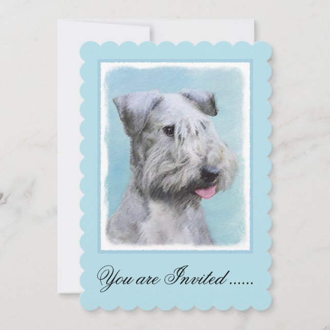 Invitación Pintura de Cesky Terrier - Arte de Perro Original. (Anverso)