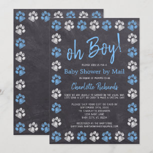 Invitación Pintura De Chalkboard Imprime Baby Shower De Blue