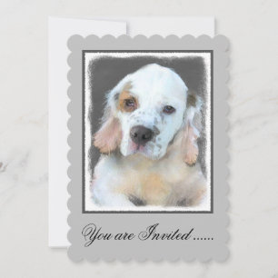 Invitación Pintura de Clumber Spaniel - Arte de Perro Origina