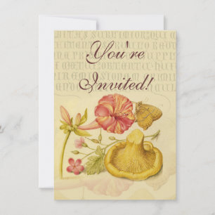 Invitación Pintura de color de agua de la flor de hongo de ma