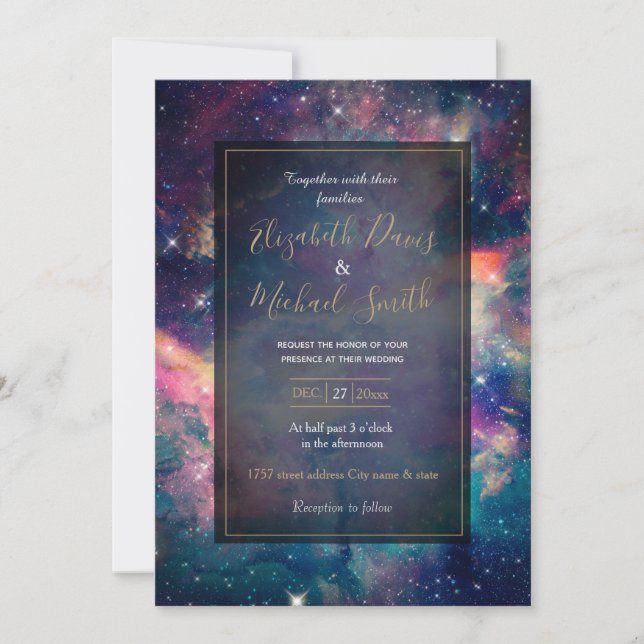 Invitación Pintura de color galaxy nebulosa (Anverso)