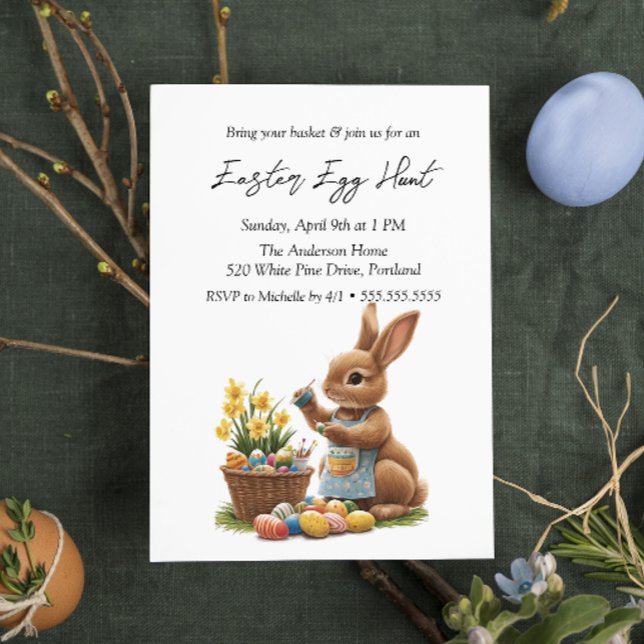 Invitación Pintura de conejo Huevos Semana Santa Caza de Huev (Subido por el creador)