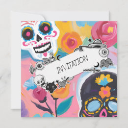 Invitación Pintura de cráneo de azúcar floral