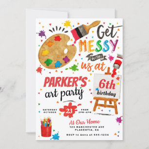 Invitación Pintura de cumpleaños del Fiesta de arte
