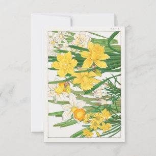 Invitación Pintura de Daffodil Woodblock por Tanigami Kônan