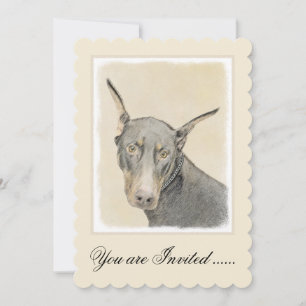 Invitación Pintura de Doberman Pinscher - Arte original de pe