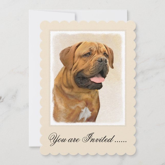 Invitación Pintura de Dogue de Burdeos - Arte de perro origin (Anverso)