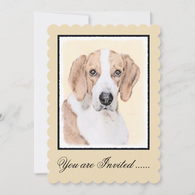 Invitación Pintura de Foxhound estadounidense - Arte de Perro (Anverso)